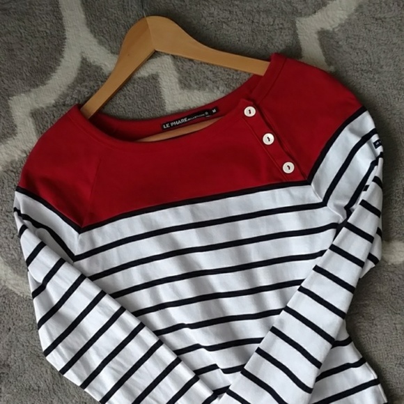 Anthropologie Tops - Le Phare de la Balene Red Striped LS T-shirt - M